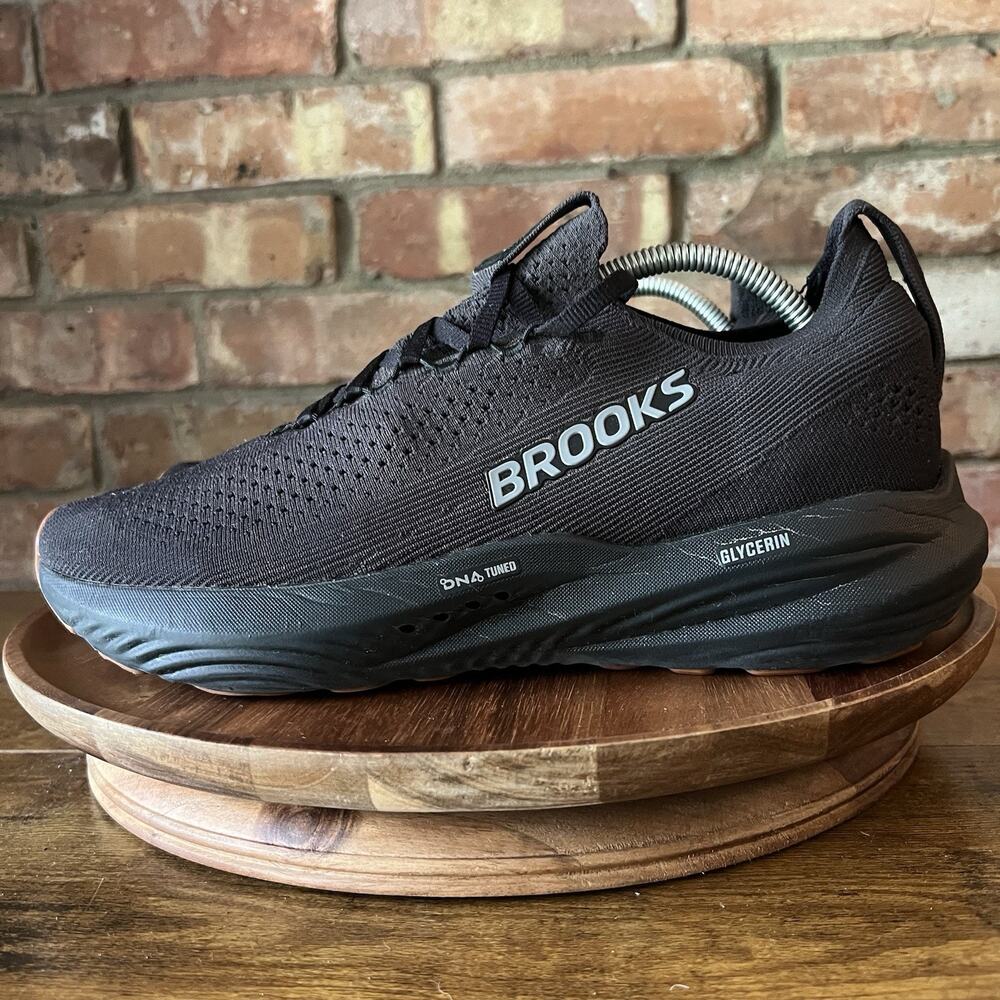 Brooks Glycerin 22 StealthFit Mens 10.5 Cushioned Black Running Shoes Sneakers